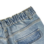 Faded Distressed Pleat Panel Oversized Loose Flared Jeans