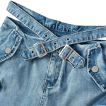 Cross Belt Cargo Denim Mini Skort