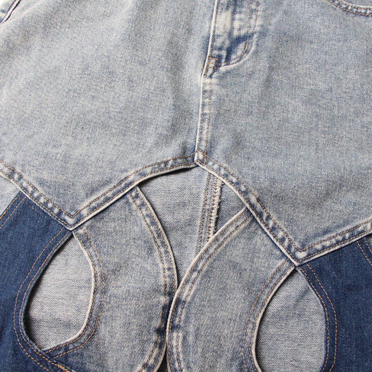 Women's Cut-Out Denim Midi Skirt