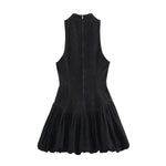 Falda vaquera con bordado de perlas y lavado vintage