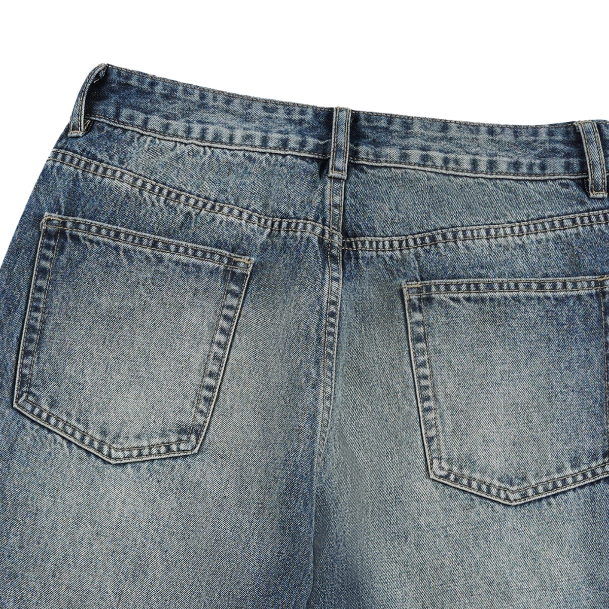Vintage Blue Cat Whisker Studded Baggy Jeans