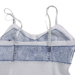 Spaghetti Straps Patchwork Denim Maxi Dress