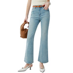 Risen High-Rise Raw Hem Bootcut Jeans