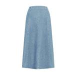 High-Waisted Flowy A-Line Long Denim Maxi Skirt