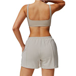 Women's Solid Pleated Cotton Shorts