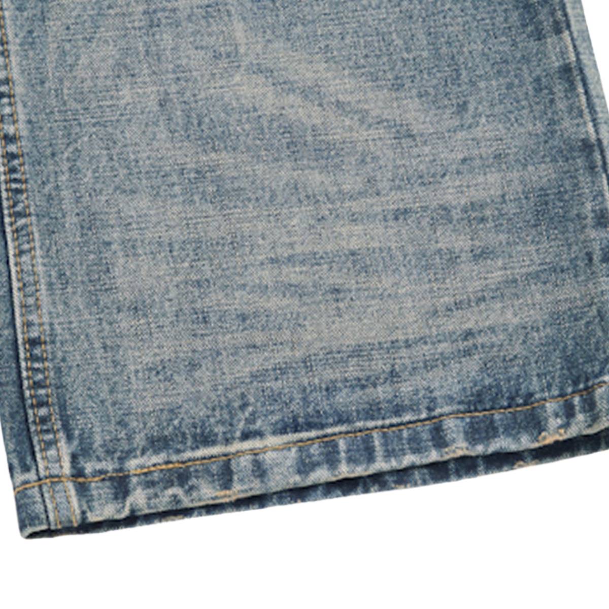 Wash Vintage Whiskered Fluid Flow Wide Leg Denim Jeans