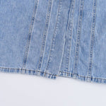 Button-Front Washed Strappy Denim Maxi Dress