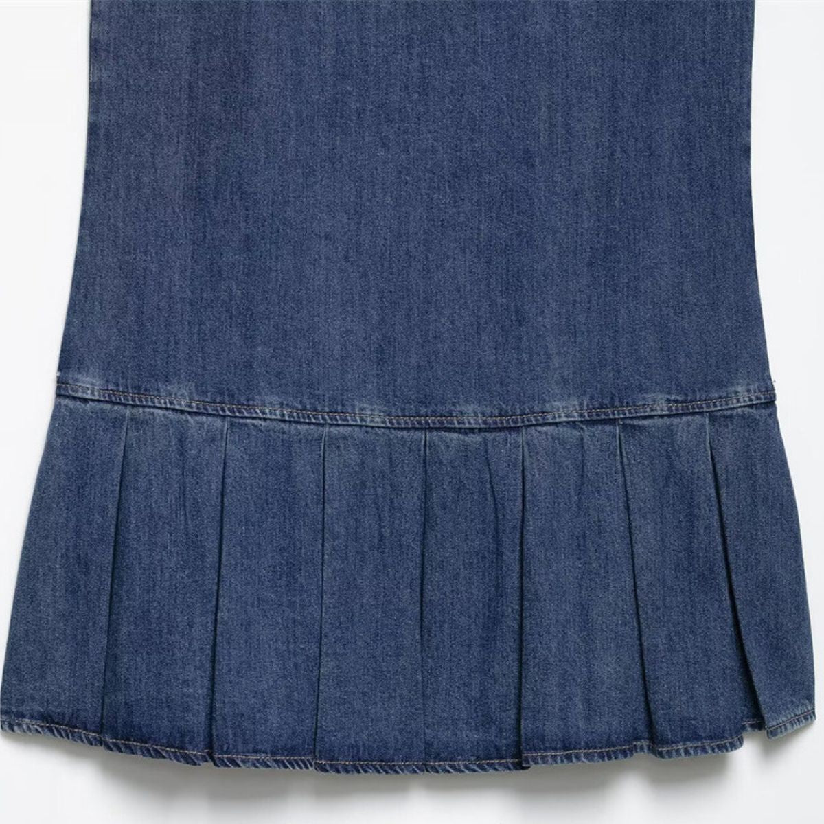 Strappy Pleated Denim Mini Dress