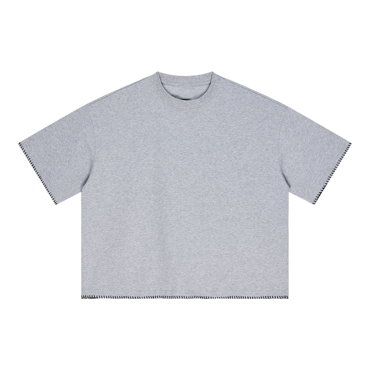 Oversized Minimal Tee Raw Edge Contrast Stitching