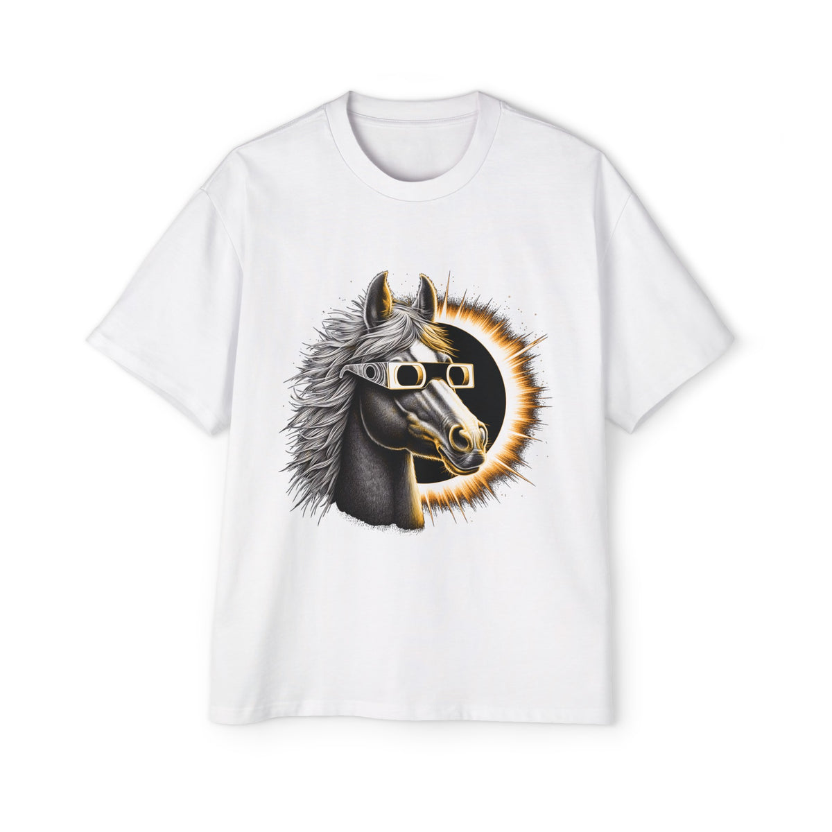 Horse Total Solar EclipseGlasses Graphic Tee-INNBLAC Fashion Apparel