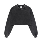 Distressed Raw Hem Crop Sweatshirt