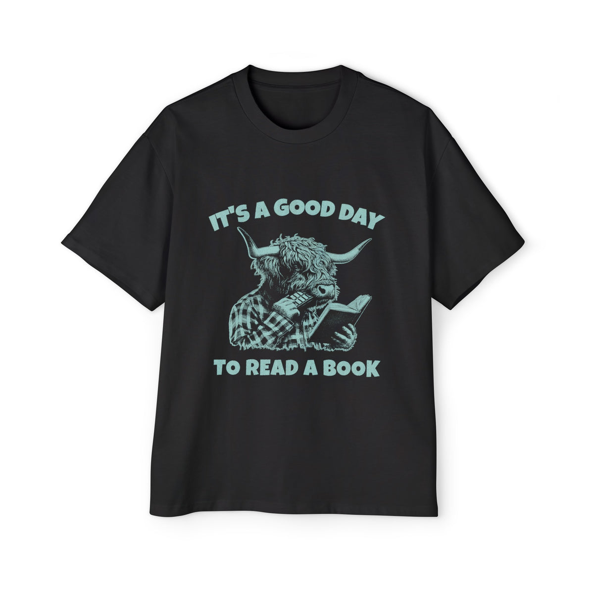 Highland Cow Reading Book Graphic Tee-INNBLAC Fashion Apparel