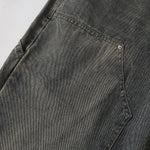Utility Distressed Straight Leg Denim Jeans