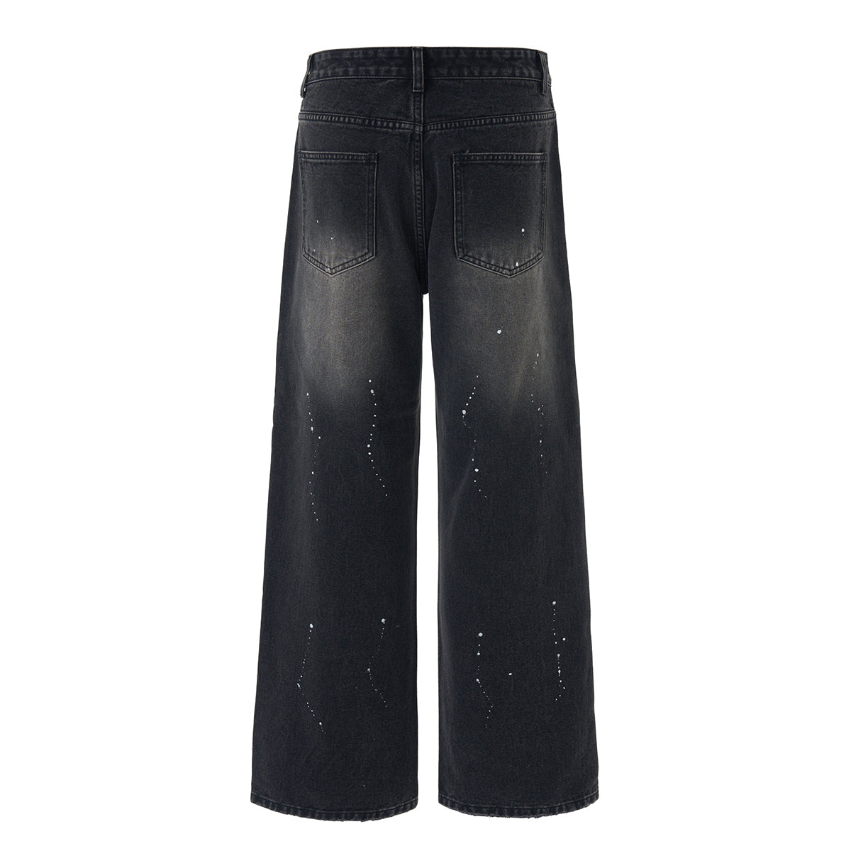 Artistic Paint Splatter Wide Leg Denim Jeans