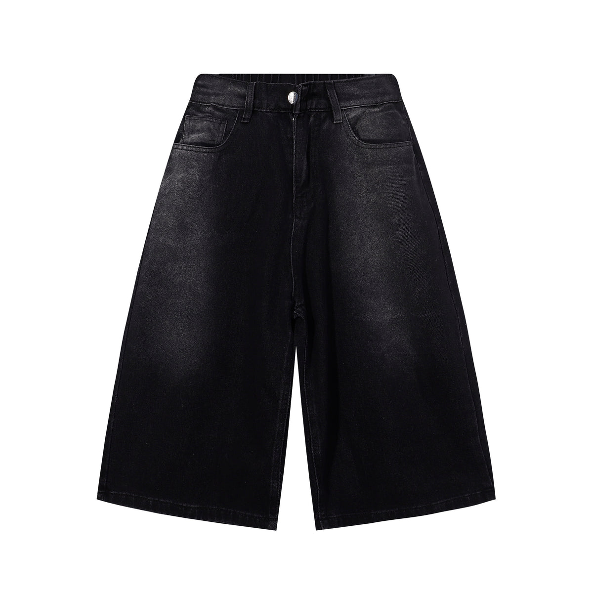 High Waist Wide Leg Ombre Denim Shorts