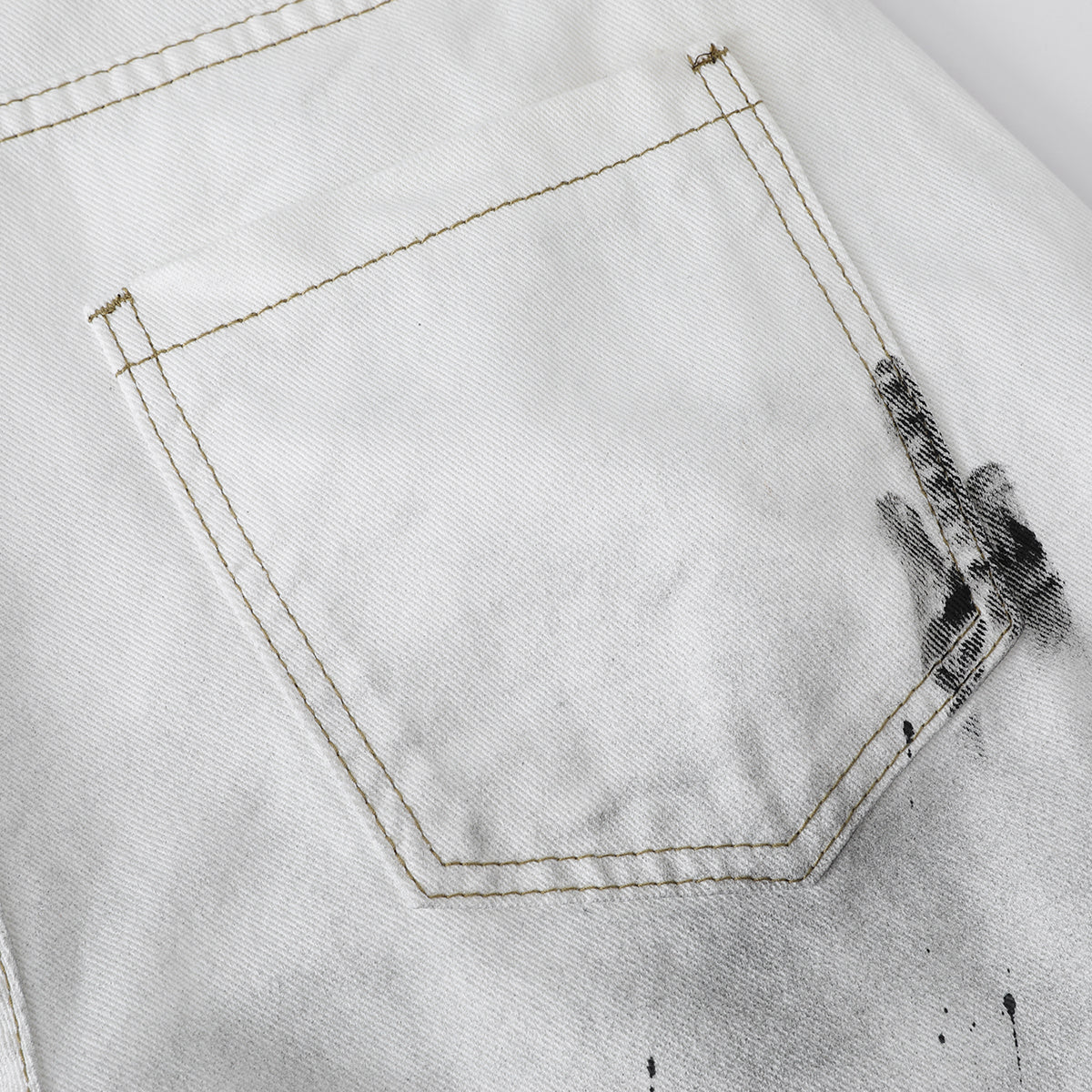 Ink-splatter Barrel Leg Denim Shorts