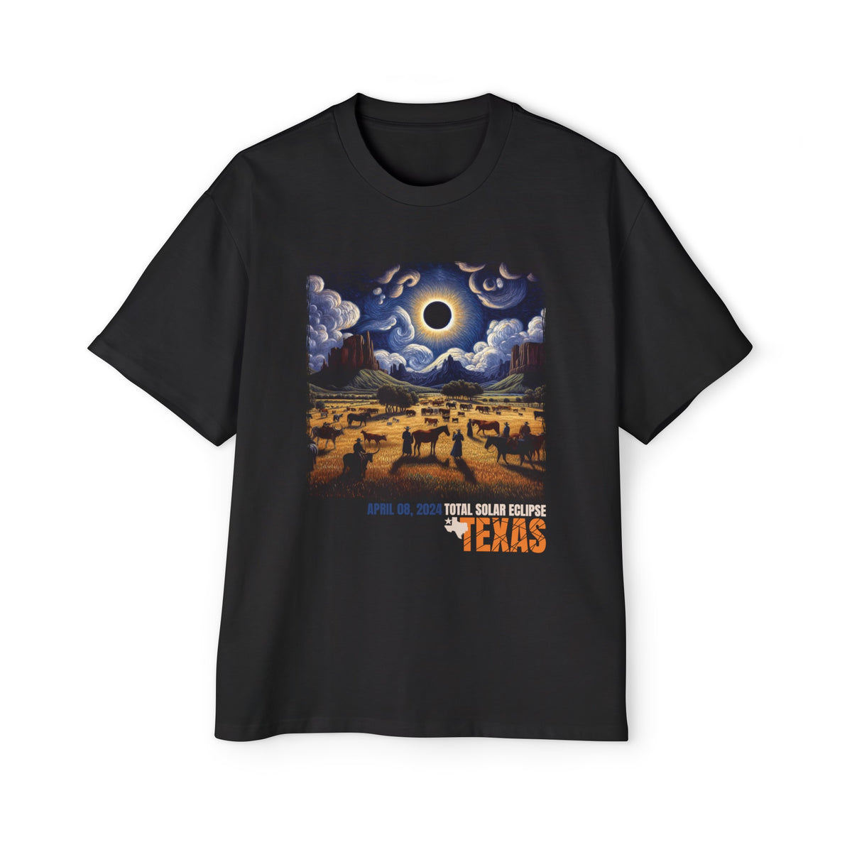 Total Solar Eclipse Texas Farm Graphic Tee-INNBLAC Fashion Apparel