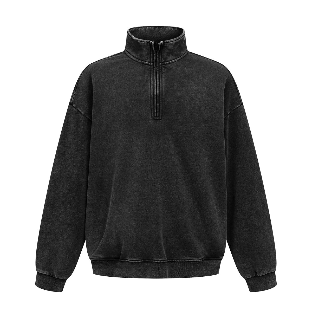 Distressed Wash Comfort Zip Pullover Sweatshirt