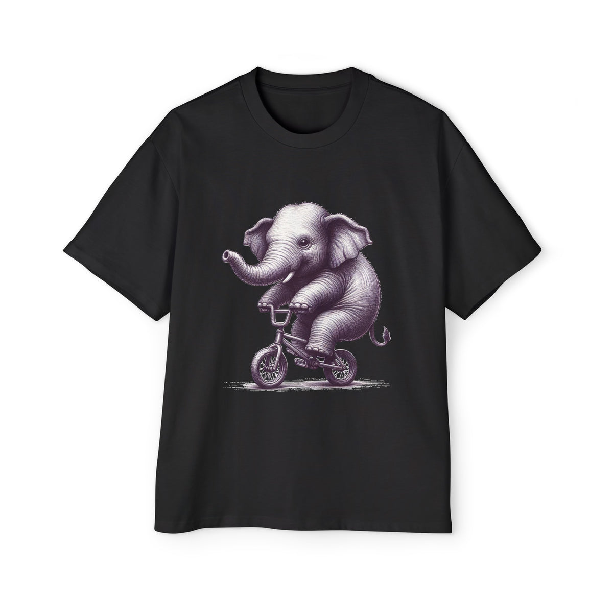 Elephant Riding Bicycle Graphic Tee-INNBLAC Fashion Apparel
