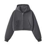 Women's Solid Zip-Front Cropped Hoodie