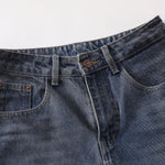 Faded Wash Panel Stitching Barrel-Leg Jeans