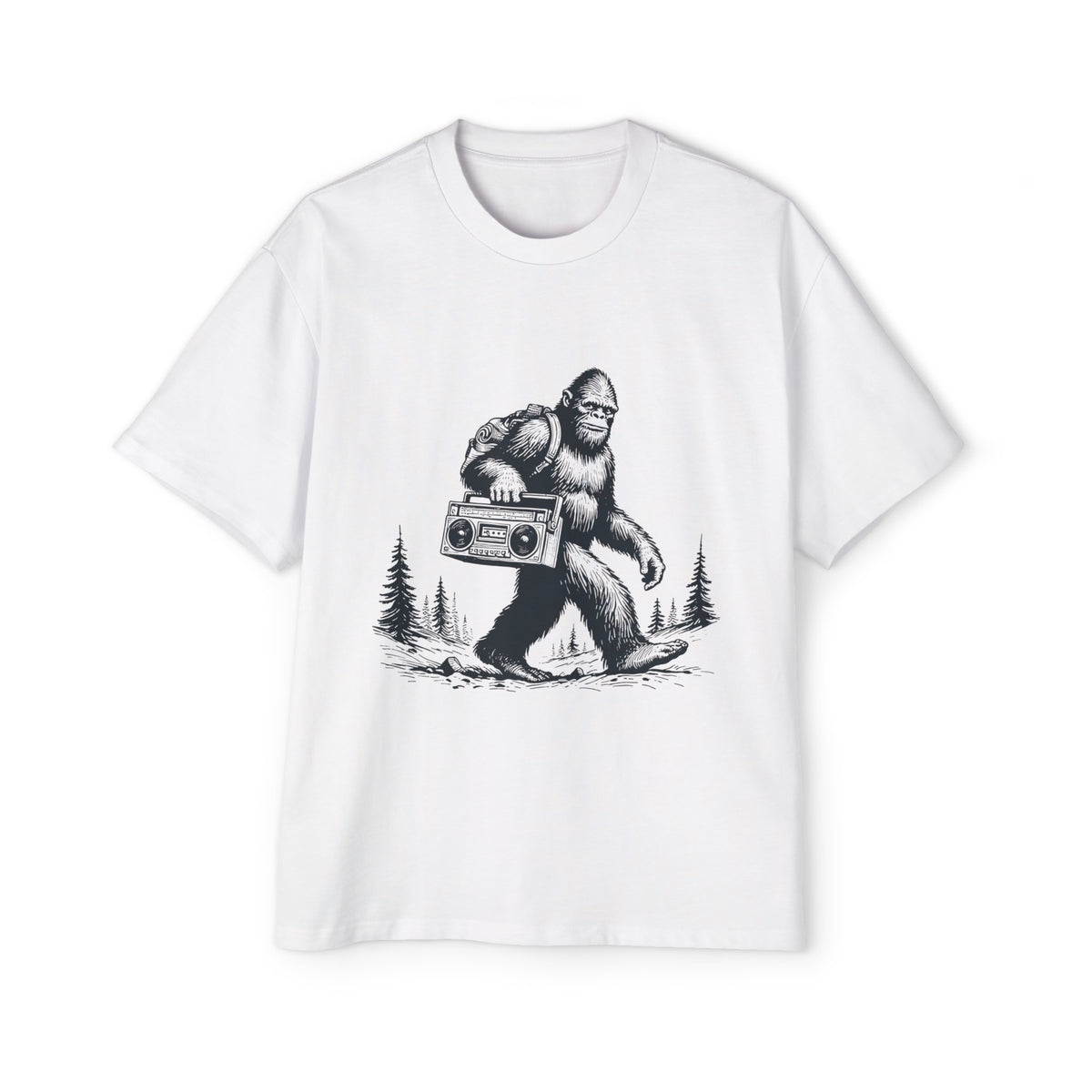 Bigfoot With Vintage Radio Graphic Tee-INNBLAC Fashion Apparel
