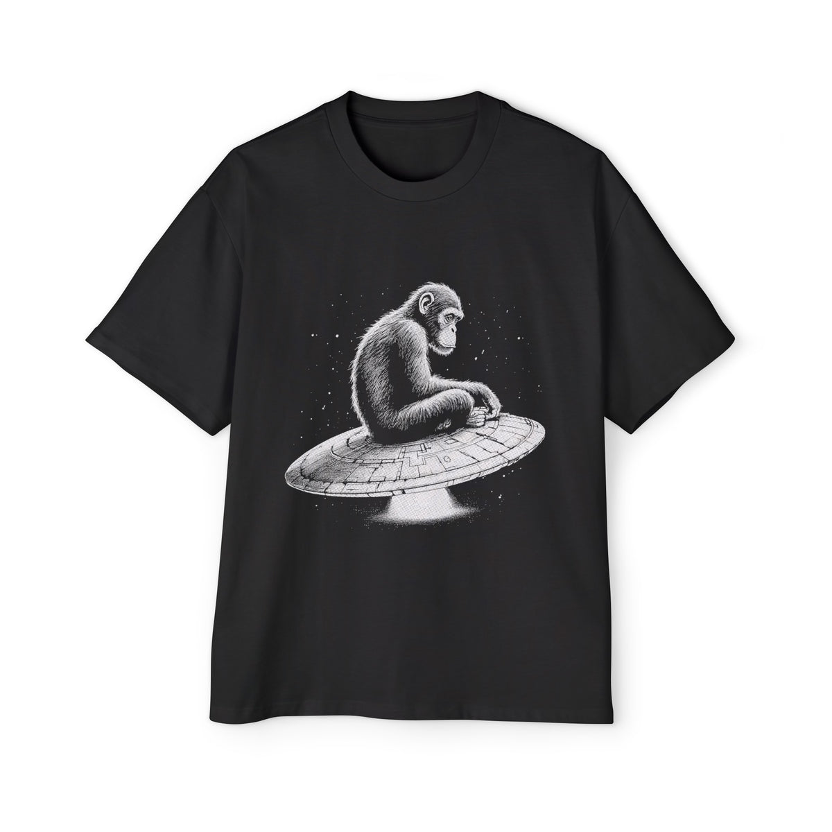 Lonely Monkey Sitting On UFO Graphic Tee-INNBLAC Fashion Apparel