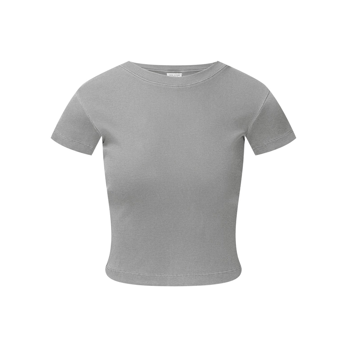 Washed Crew Neck Ribbed Crop Tee 8oz