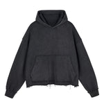 Raw Edge Boxy Washed Cotton Hoodie