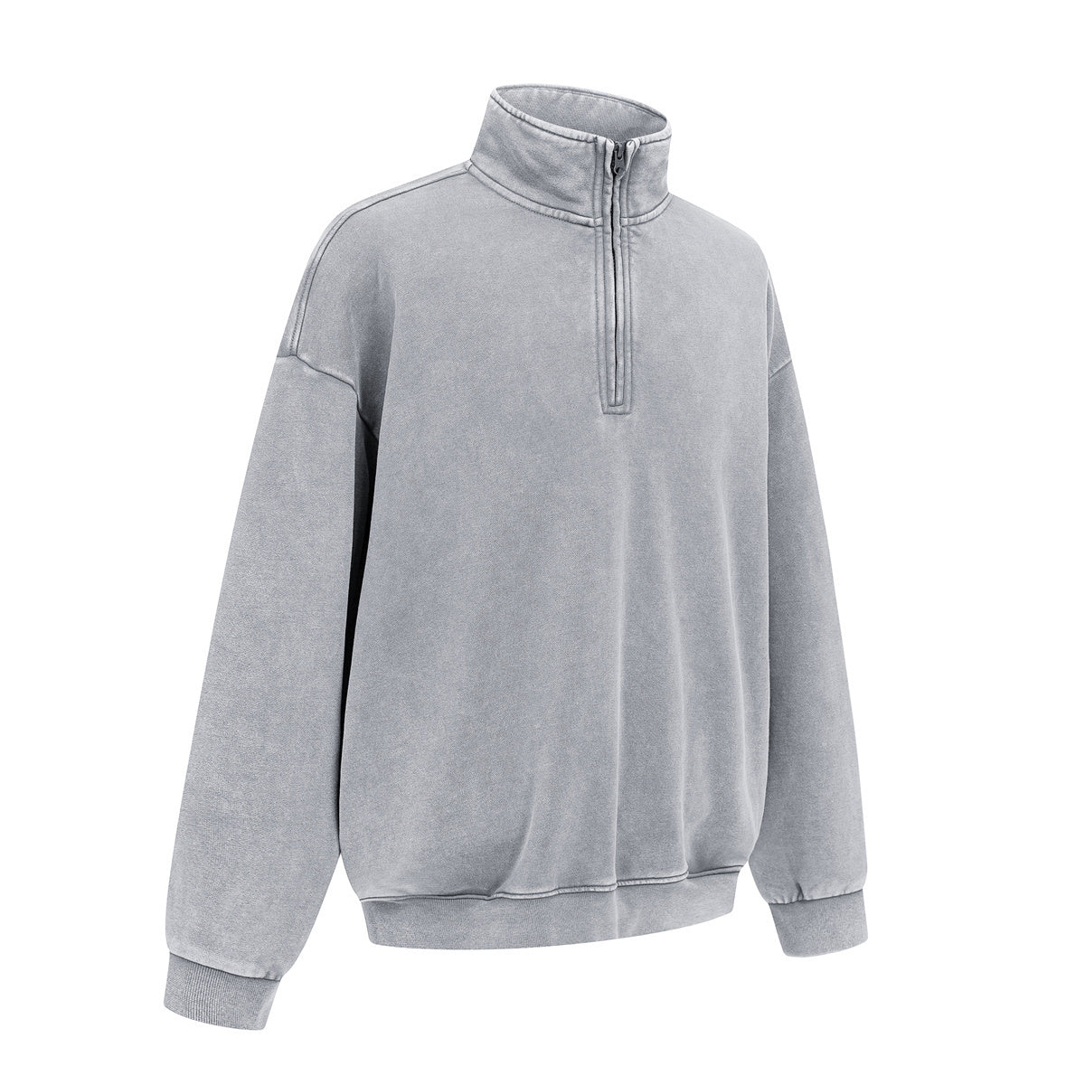 Distressed Wash Comfort Zip Pullover Sweatshirt