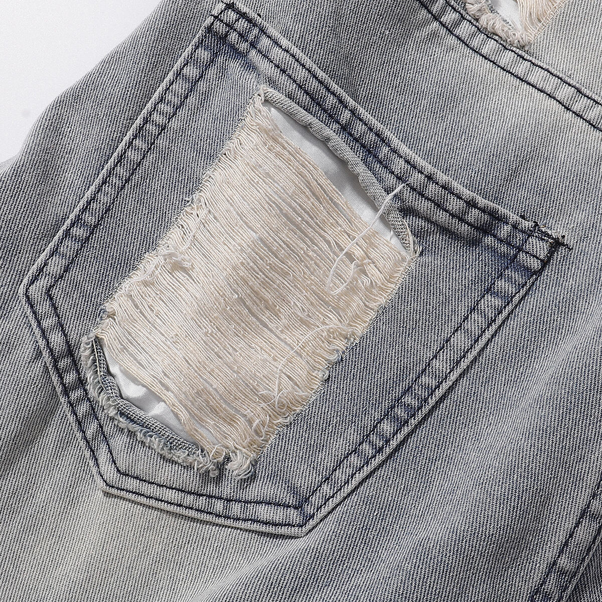 Heavily Distressed Vintage Wash Baggy Jeans