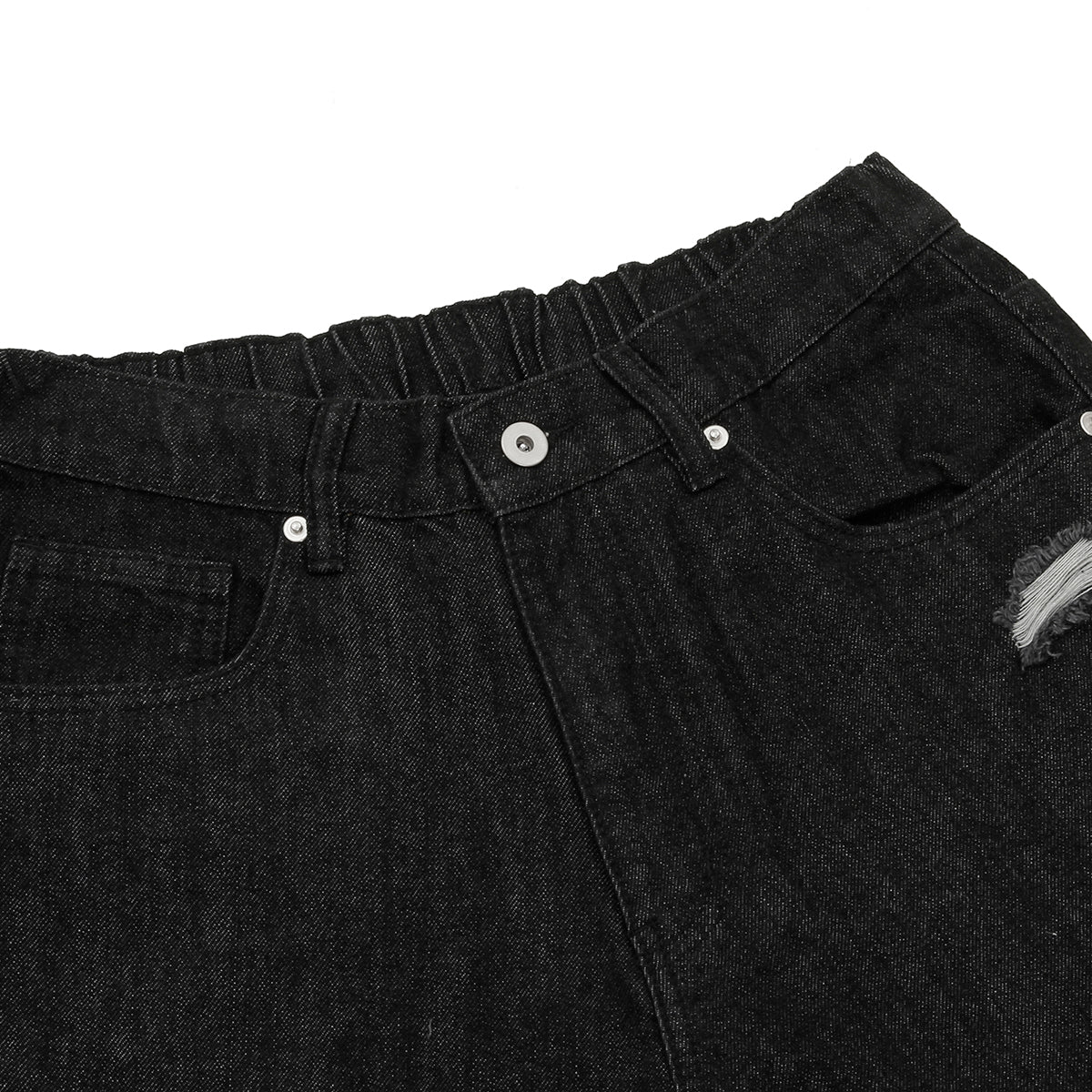 Camo Patchwork Denim Ripped Bermuda Shorts