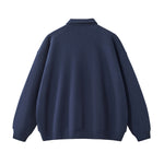 Solid Color Fleece Polo Collar Sweatshirt