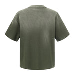 Waffle Knit Spray Dyed Distressed Raw Edge Tee