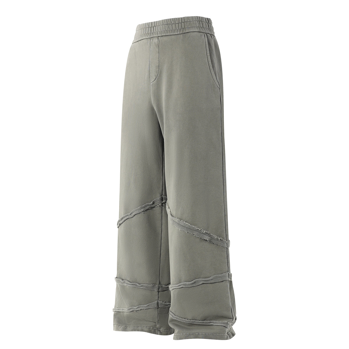 Washed Distressed Fabric Patchwork Vintage Pants