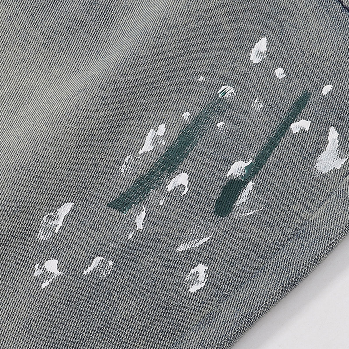 Paint Splatter Distressed Wide Leg Denim