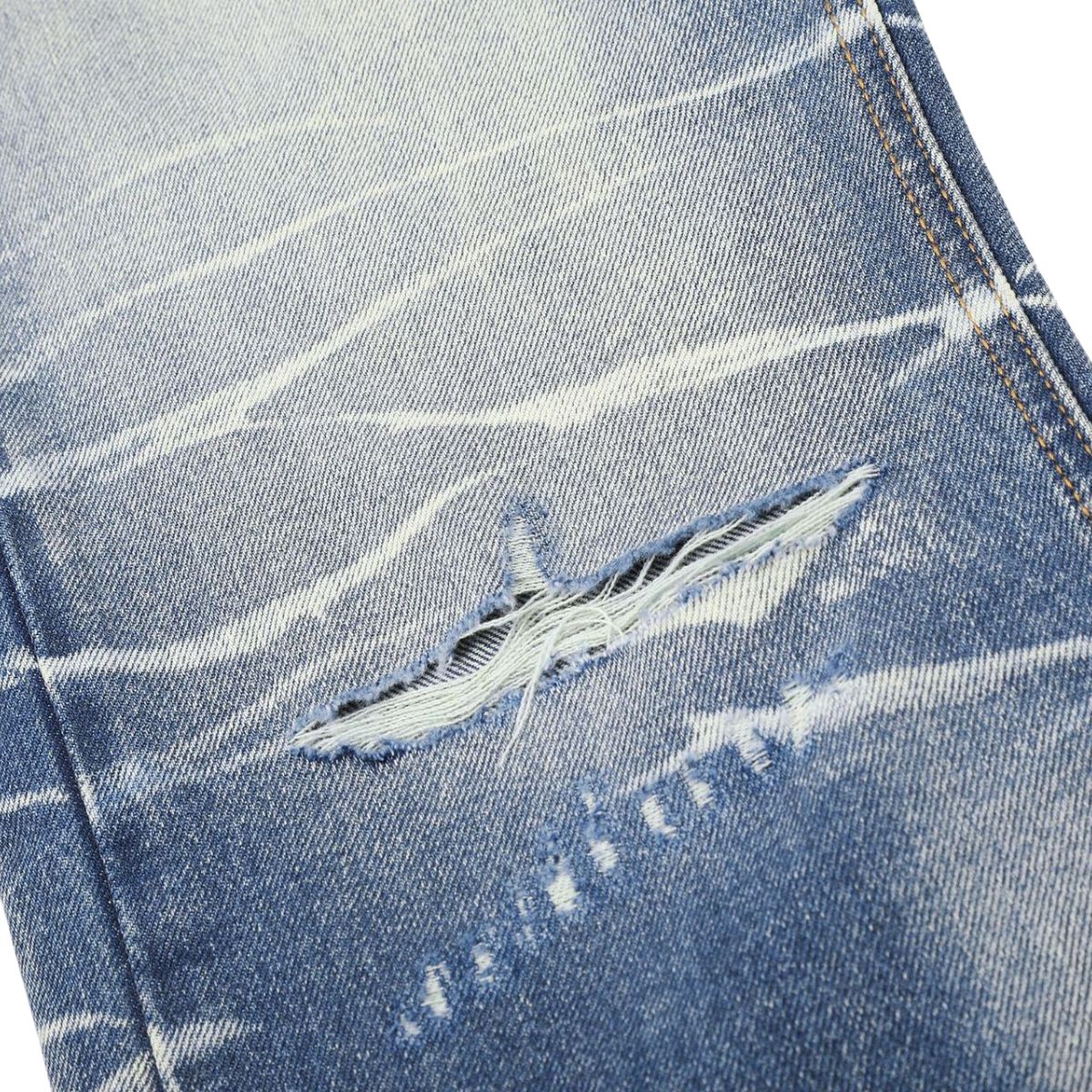 Ripped Lightning Pattern Micro Flare Vintage Denim Jeans