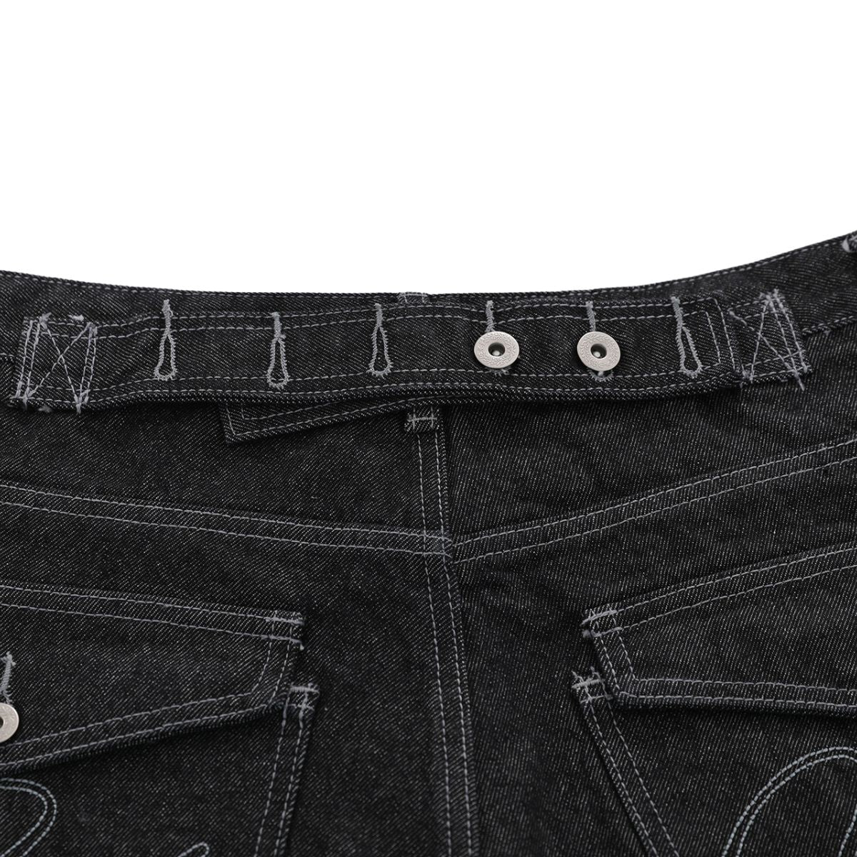 Raw Black Contrast Pocket Denim Bermuda Shorts