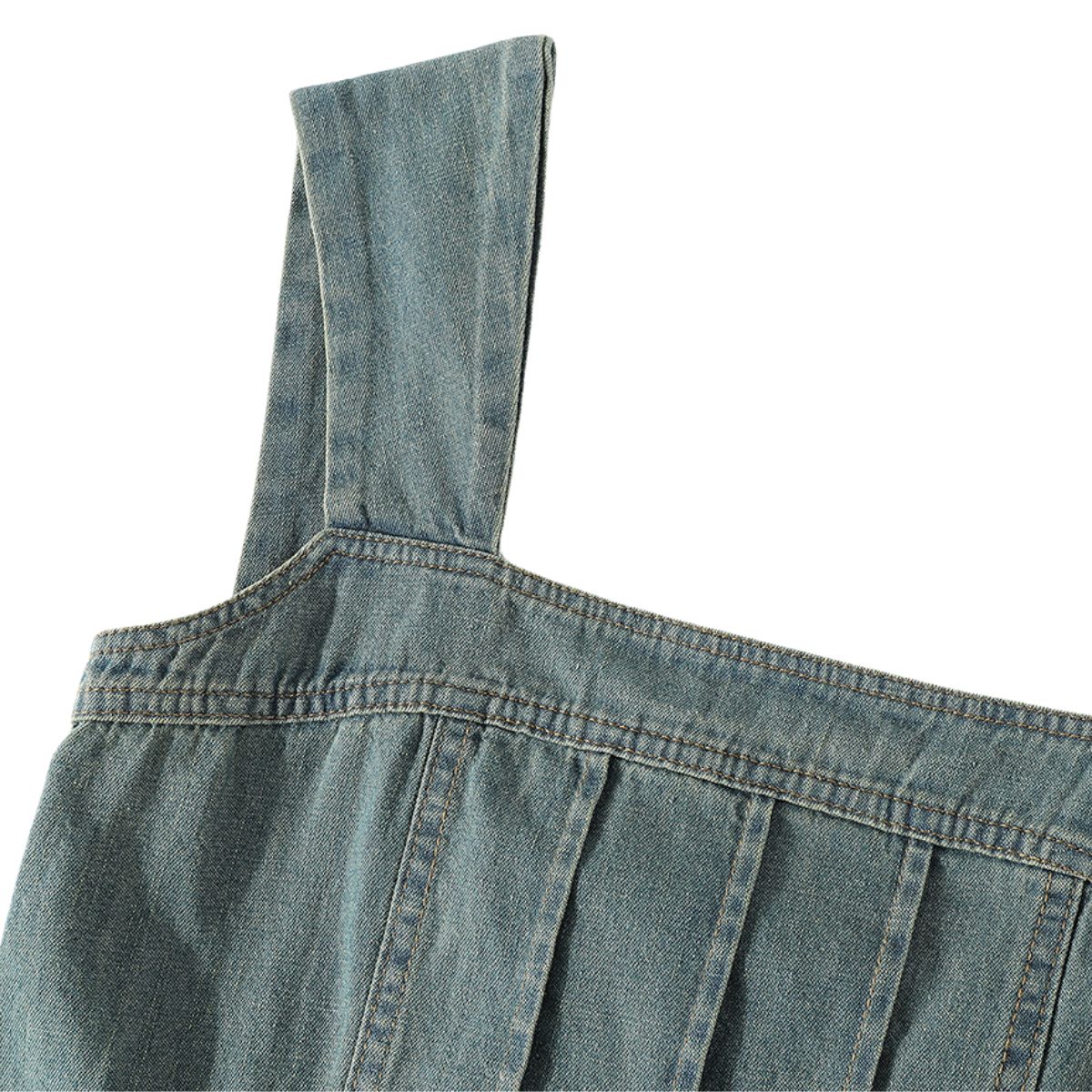 Falda vaquera con bordado de perlas y lavado vintage