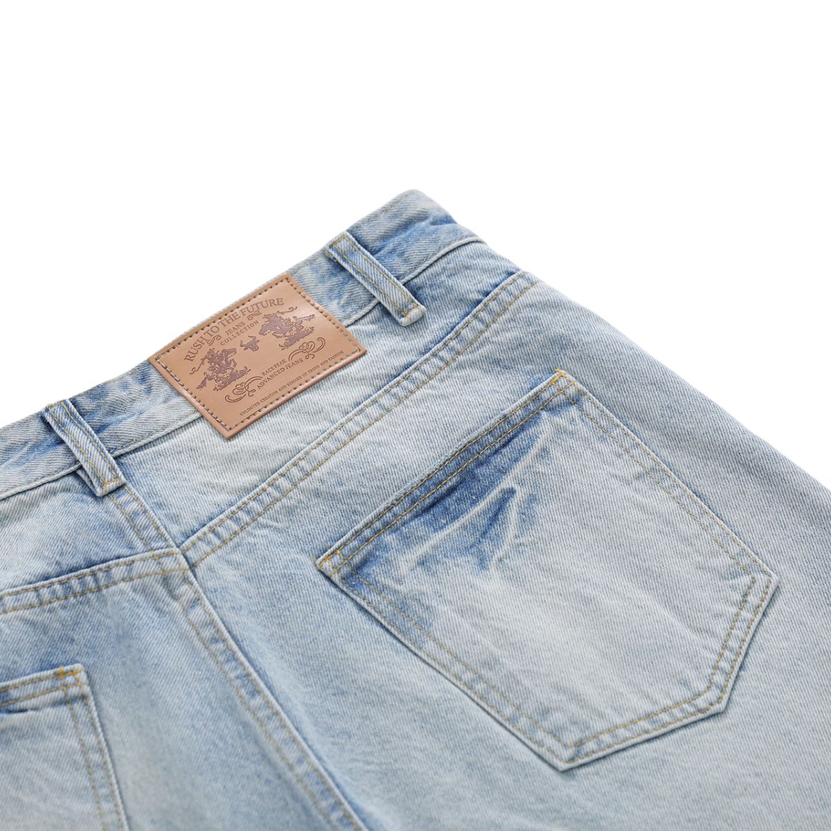 Vintage Washed Light Blue Whiskered Slim Flare Jeans