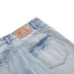 Vintage Washed Light Blue Whiskered Slim Flare Jeans