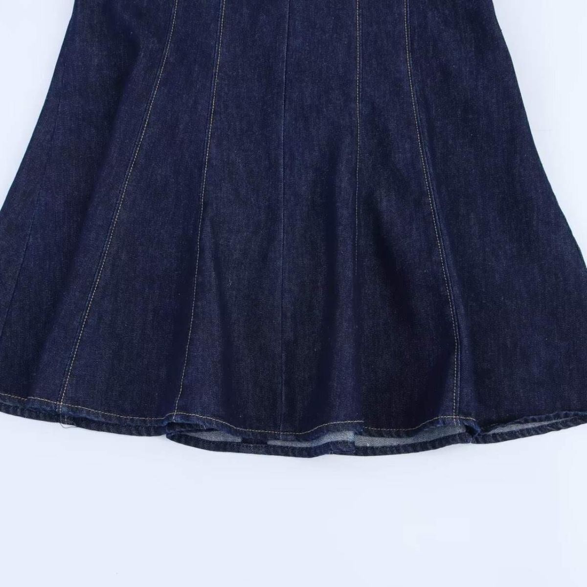 Halter Neck Denim Mini Flounce Dress