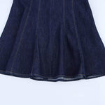 Halter Neck Denim Mini Flounce Dress