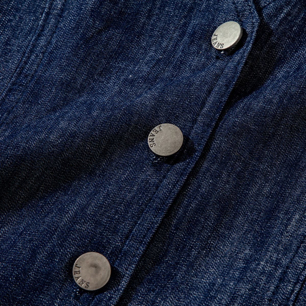 Denim Sleeveless Button-Front Pleated Dress