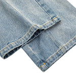 Faded Distressed Pleat Panel Oversized Loose Flared Jeans