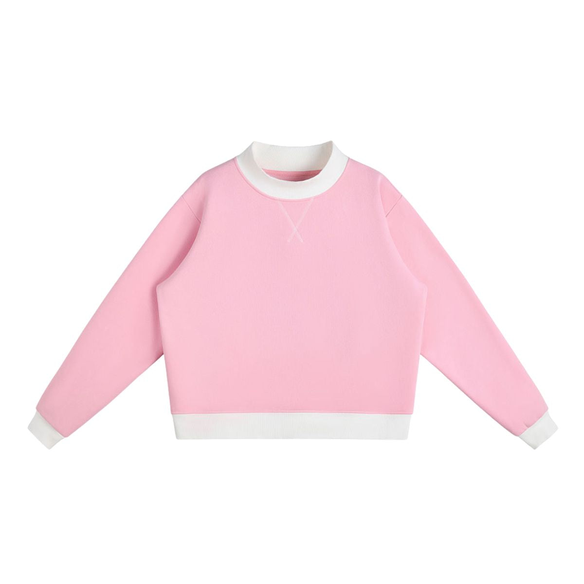 Mock Neck Sweatshirt With Contrast‑Color Stitching