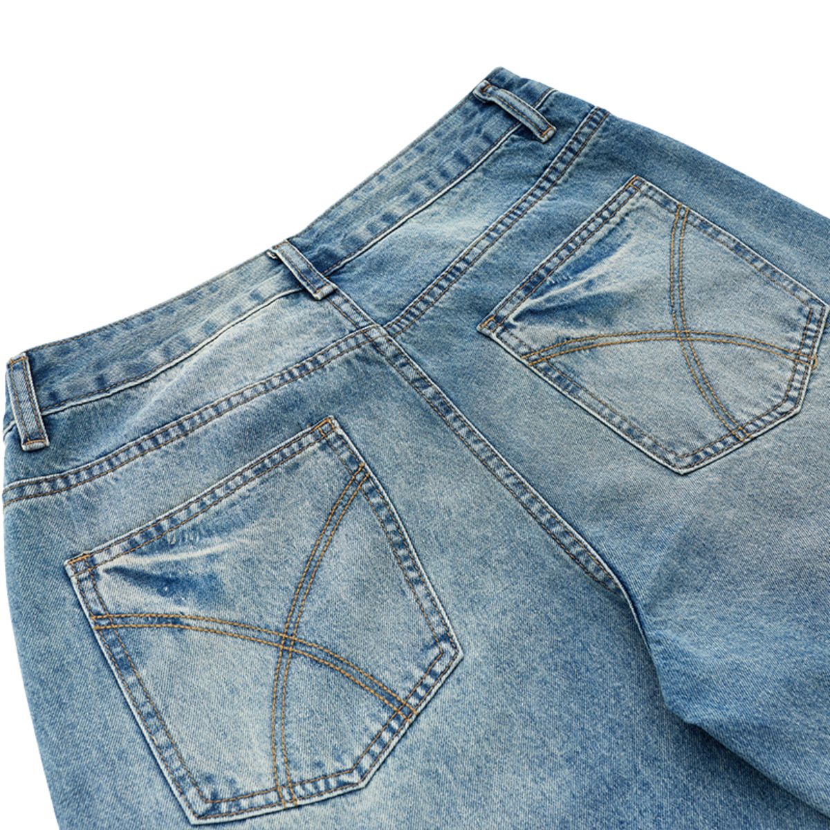 3D Washed Wide Leg Jeans