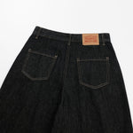 Creased Raw Denim Straight‑Leg Jeans