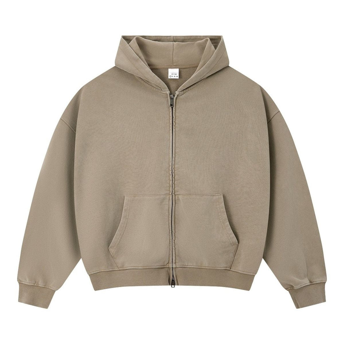 Vintage Relaxed Drop‑Shoulder Zip‑Up Hoodie