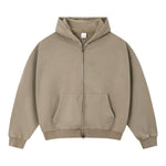 Vintage Relaxed Drop‑Shoulder Zip‑Up Hoodie